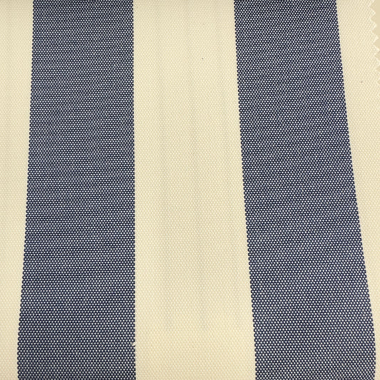 Material pentru exterior, alb cu dungi late albastre închis